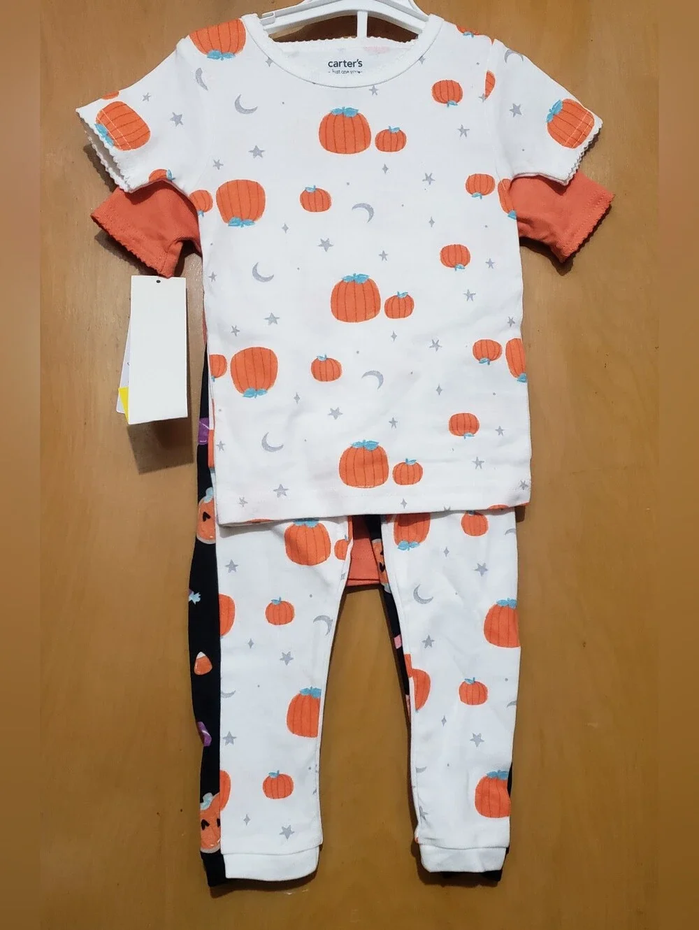 Carter's White and Orange Pumpkin And Ghost Trick Or Treat Pajama Sets